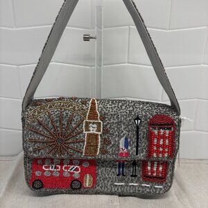 Viral London Beaded Shoulder Bag - Silver & Multicolor - Made in India